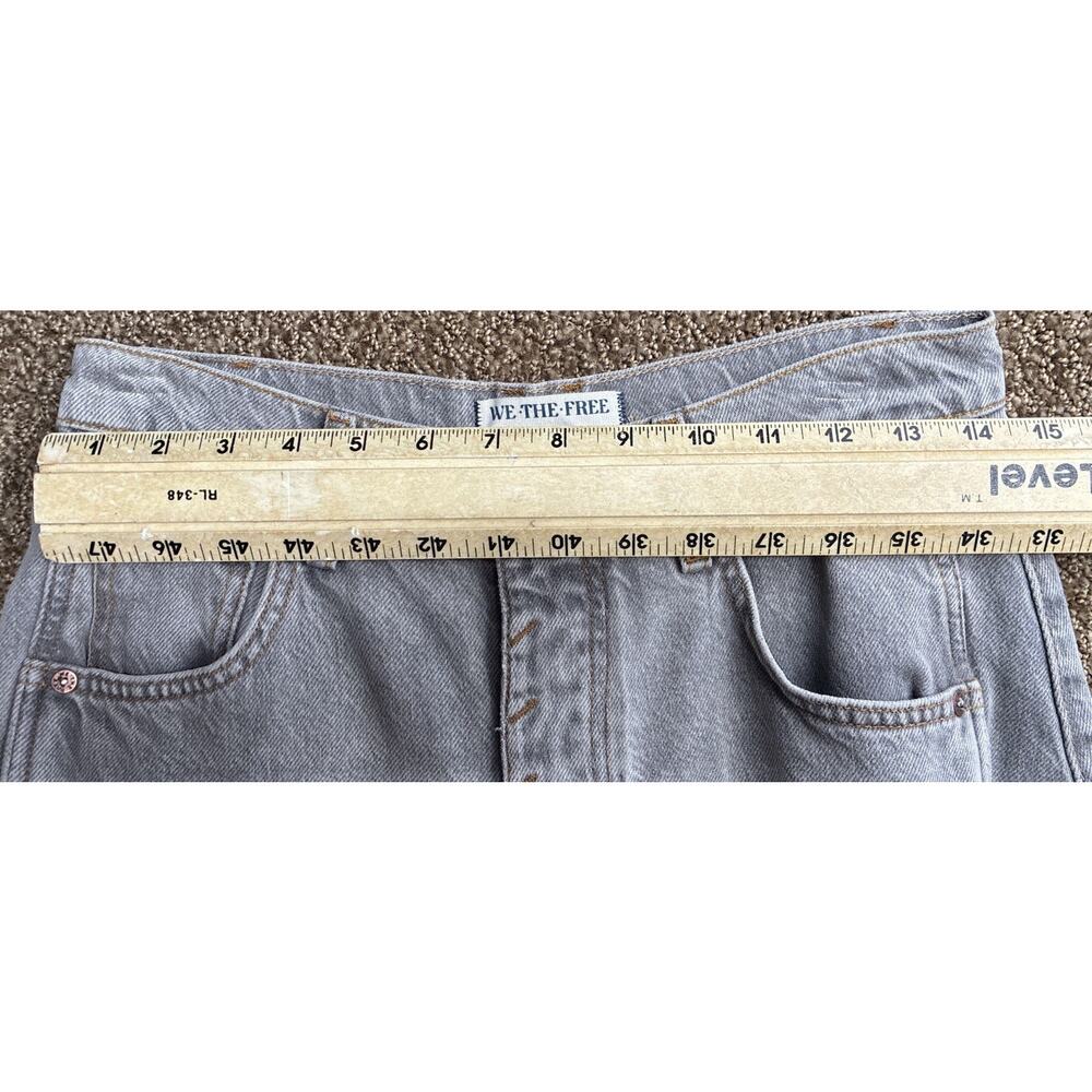Free People Lucky You Mid Rise Barrel Jeans Gray Curved Leg Denim 30" - Picture 4 of 6